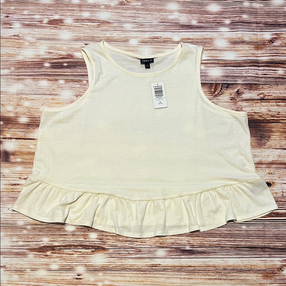 Torrid Texture Knit High Neck Ruffle Crop Top tank